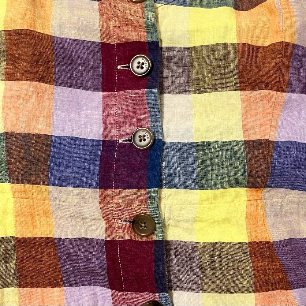 Aritzia Wilfred Ducharme Linen Button Down Plaid Mini Dress 6 - Picture 6 of 9